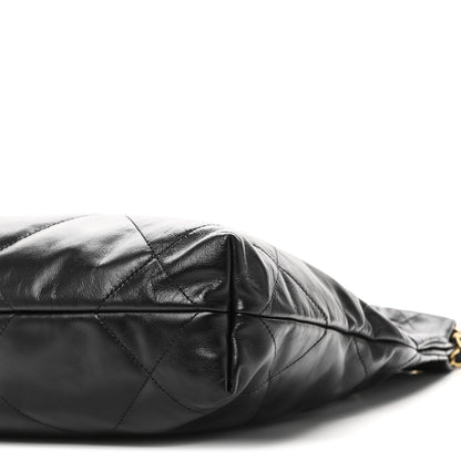 Shiny Calfskin Quilted Small Chanel 22 Black