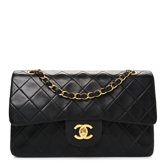 Lambskin Quilted Small Double Flap Black