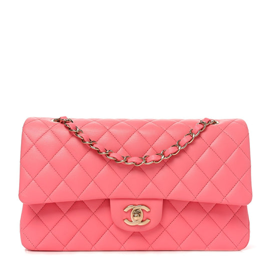 Lambskin Quilted Medium Double Flap Pink