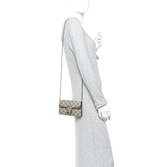 GG Supreme Monogram Super Mini Dionysus Shoulder Bag Taupe