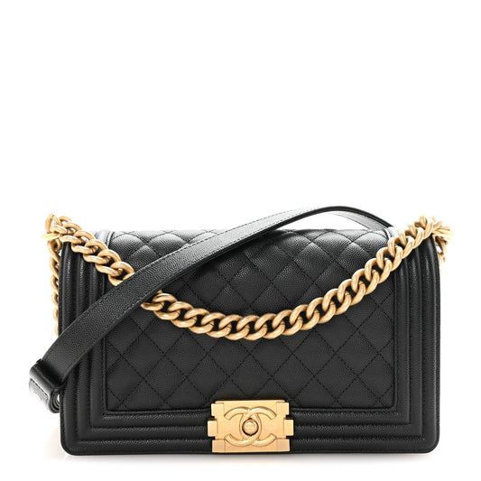Caviar Quilted Medium Boy Flap Black