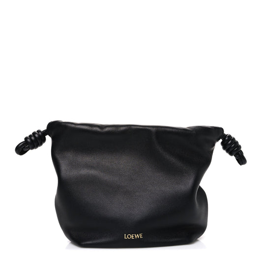 Mellow Nappa Donut Chain Mini Flamenco Knot Clutch Black