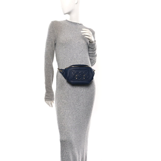 Caviar Quilted Filigree Waist Bag Blue
