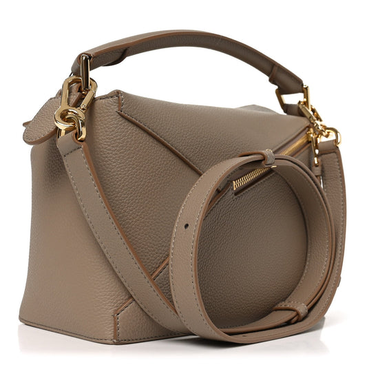 Grained Calfskin Small Puzzle Edge Bag Sand