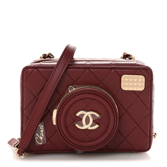 Lambskin Quilted Coco Click Bag Burgundy