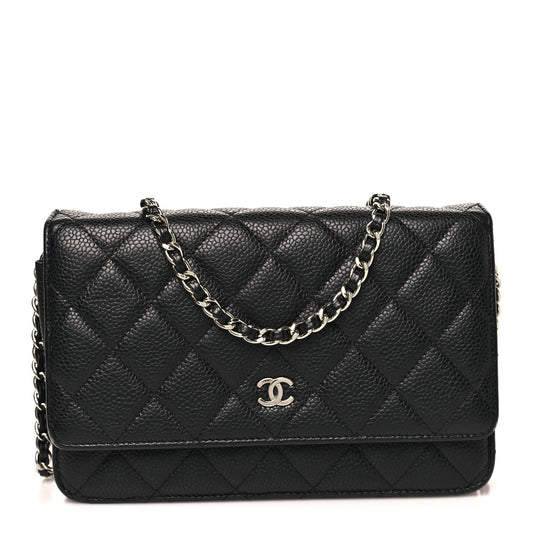 Caviar Quilted Wallet on Chain WOC Black