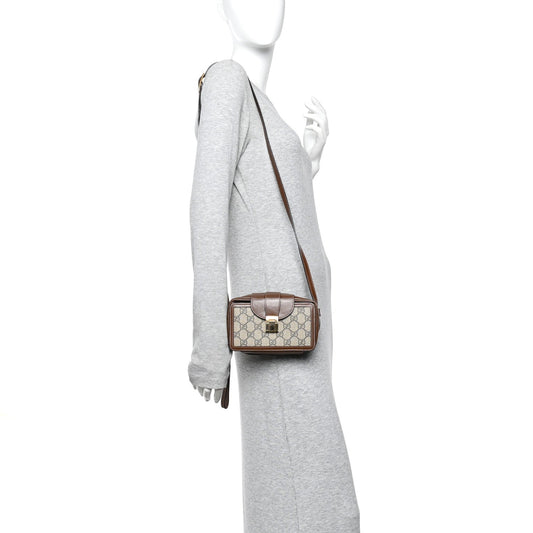GG Supreme Monogram Mini Clasp Bag Beige Brown