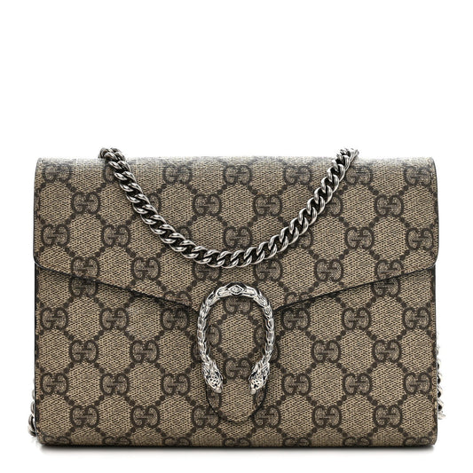 GG Supreme Monogram Mini Dionysus Chain Wallet Beige Taupe