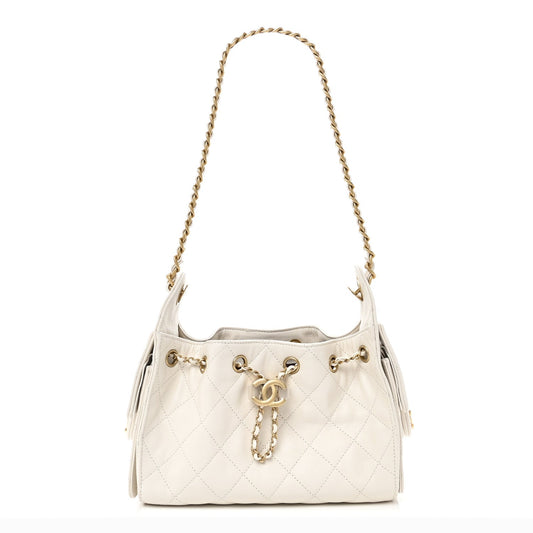 Caviar Quilted Mini Chanel 25 Handbag White