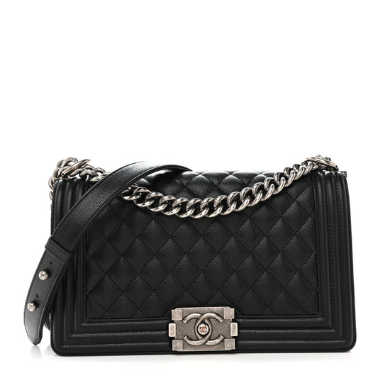 Caviar Quilted Medium Boy Flap Black