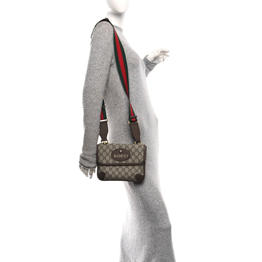 GG Supreme Monogram Web Small Neo Vintage Double Flap Messenger Bag Beige New Acero