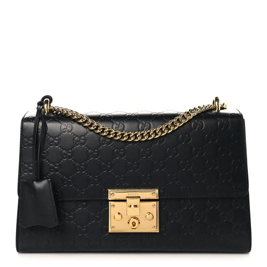 Guccissima Medium Padlock Shoulder Bag Black