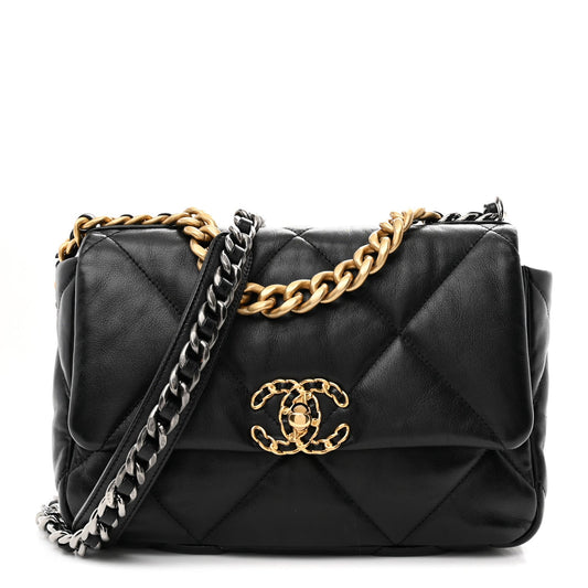 Lambskin Quilted Medium Chanel 19 Flap Black