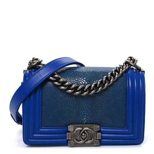 Galuchat Stingray Small Boy Flap Blue