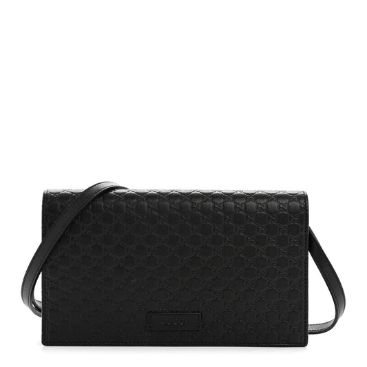 Microguccissima Crossbody Wallet Black