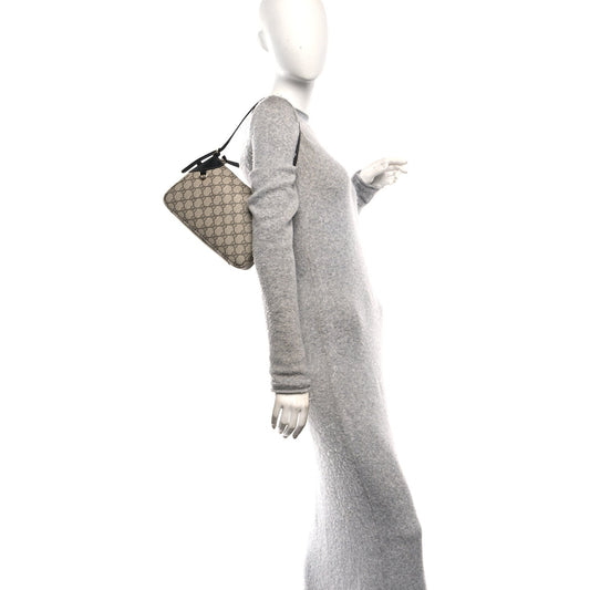 GG Supreme Monogram Textured Calfskin Small Emblem Shoulder Bag Beige Black