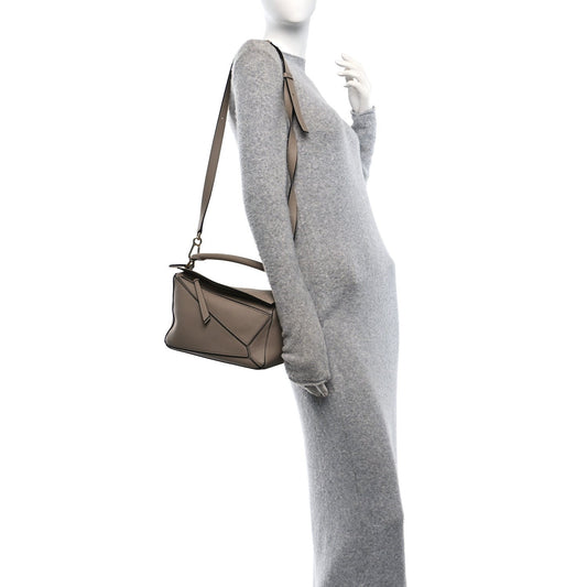 Grained Calfskin Small Puzzle Bag Sand