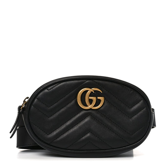 Calfskin Matelasse GG Marmont Belt Bag 85 34 Black