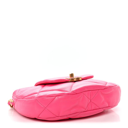 Lambskin Quilted Chanel 19 Hobo Pink