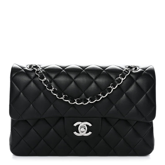 Lambskin Quilted Small Double Flap Black
