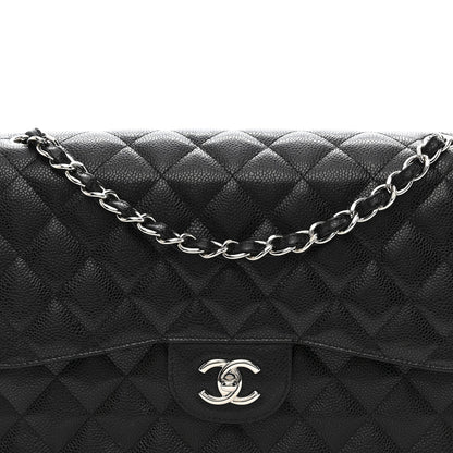 Caviar Quilted Jumbo Double Flap Black