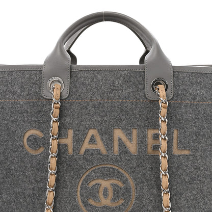 Wool Felt Large Deauville Tote Grey Beige