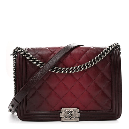 Goatskin Ombre Faded Quilted New Medium Boy Flap Burgundy