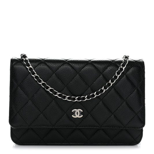 Caviar Quilted Wallet On Chain WOC Black