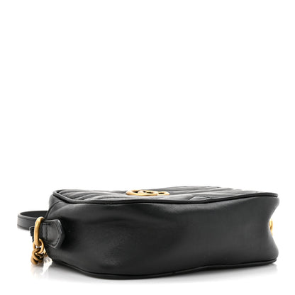 Calfskin Matelasse Mini GG Marmont Chain Shoulder Bag Black