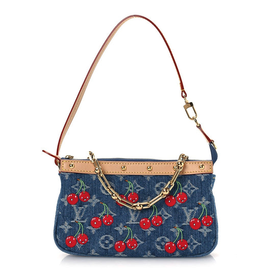 LV X TM Monogram Denim Cerises Pochette Accessories Blue