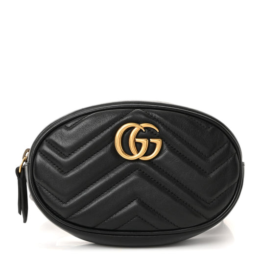 Calfskin Matelasse GG Marmont Belt Bag 85 34 Black