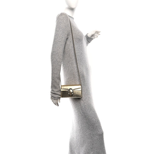Metallic Calfskin Super Mini Dionysus Shoulder Bag Gold