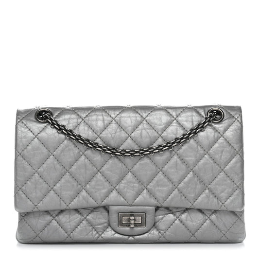 Metallic Aged Calfskin Quilted 2.55 Reissue 226 Flap Silver