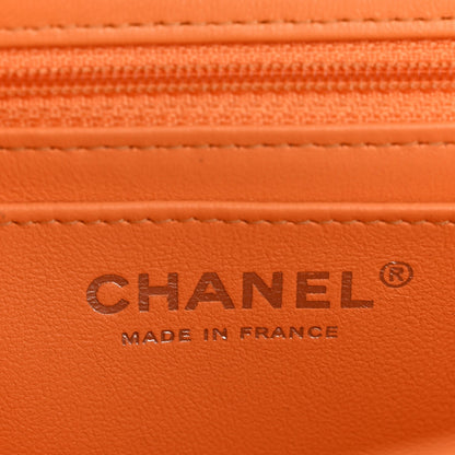 Lambskin Quilted Mini Rectangular Flap Orange
