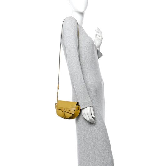 Grained Calfskin Mini Gate Crossbody Bag Yellow