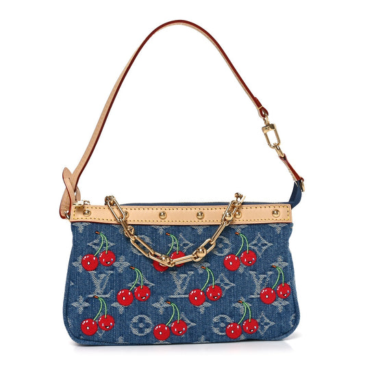 LV X TM Monogram Denim Cerises Pochette Accessories Blue