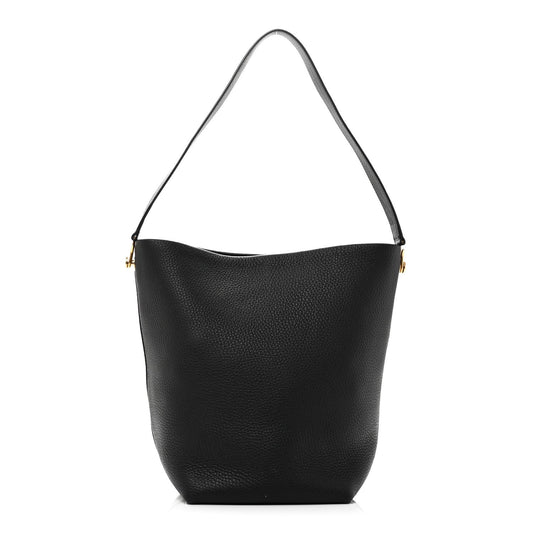 Grained Calfskin Medium N/S Hook Tote Black