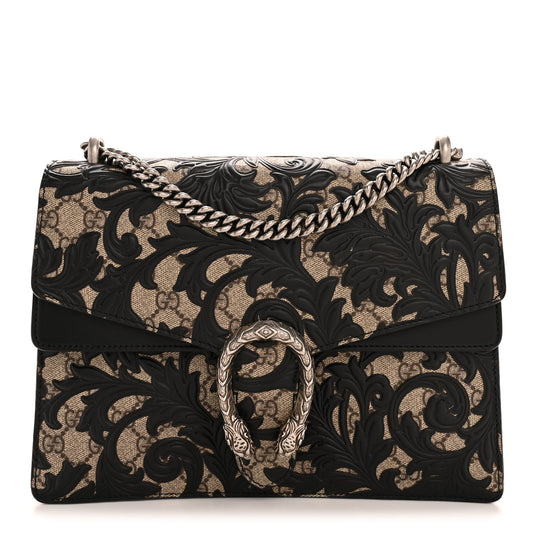 GG Supreme Monogram Arabesque Medium Dionysus Shoulder Bag Black