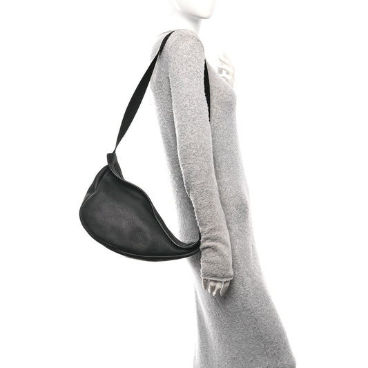 Grained Calfskin Large Slouchy Banana Bag Black