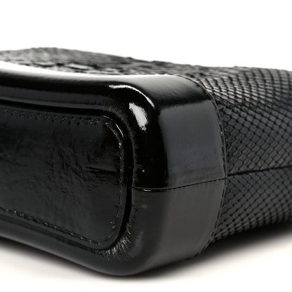 Snakeskin Patent Calfskin Small Gabrielle Hobo Black