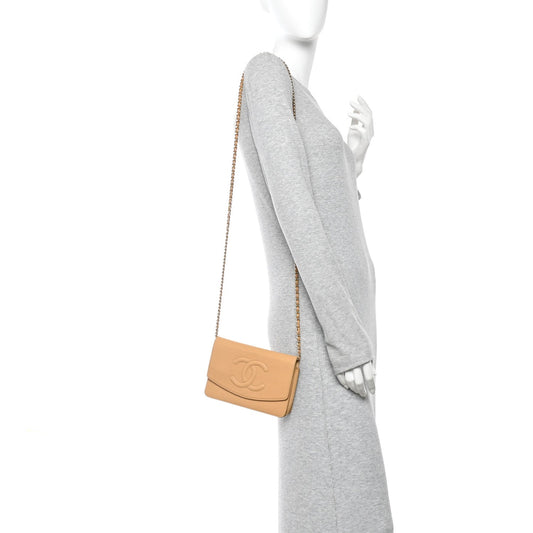 Caviar Timeless CC Wallet on Chain WOC Beige
