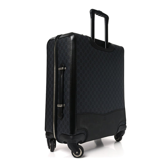 GG Supreme Monogram Azalea Calfskin Retro Interlocking G Small Savoy Cabin Trolley Black