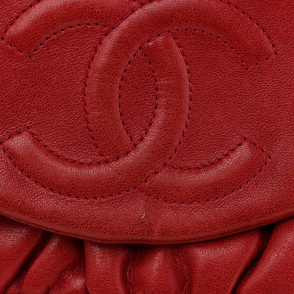 Lambskin Half Moon Wallet On Chain WOC Red