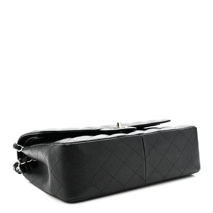 Caviar Quilted Jumbo Double Flap Black