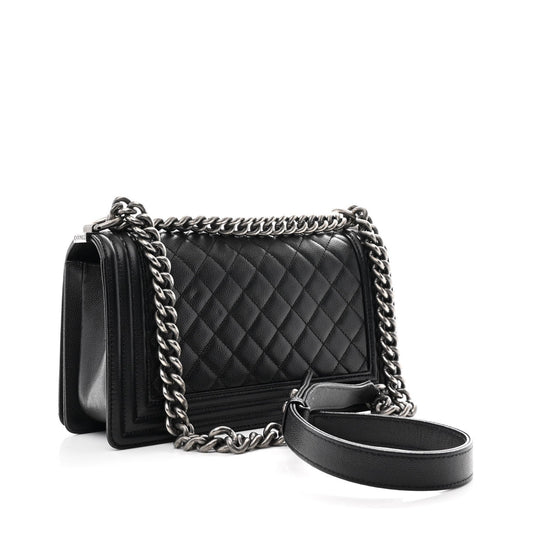 Caviar Quilted Medium Boy Flap Black