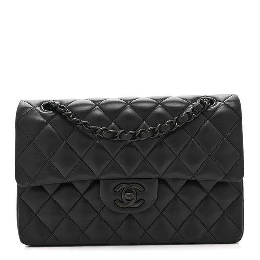 Lambskin Quilted Small Double Flap So Black