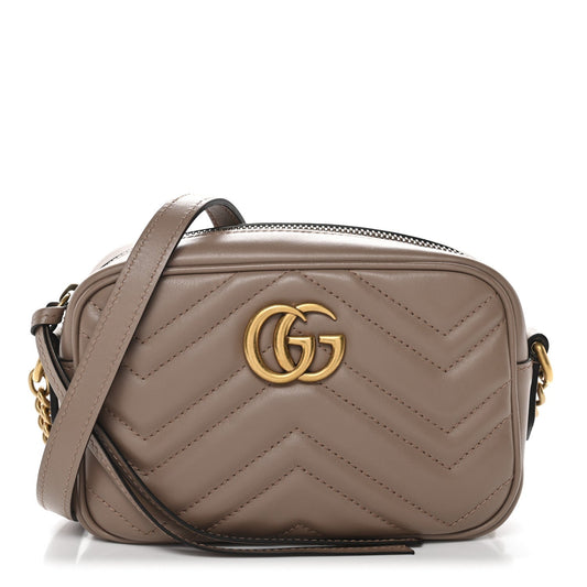 Calfskin Matelasse Mini GG Marmont Chain Shoulder Bag Porcelain Rose