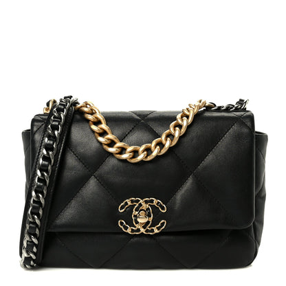 Lambskin Quilted Medium Chanel 19 Flap Black