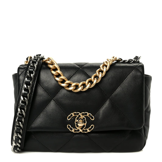 Lambskin Quilted Medium Chanel 19 Flap Black