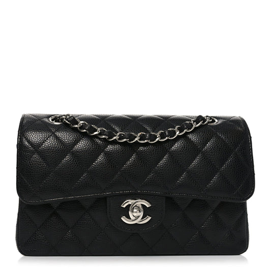 Caviar Quilted Small Double Flap Black